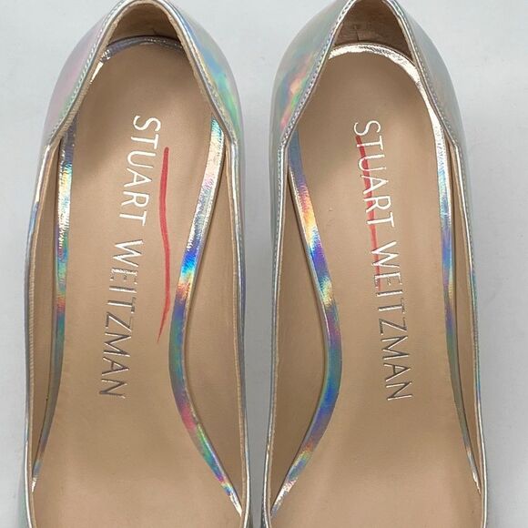 Stuart Weitzman Scallop Iridescent Faux Leather Pumps size 7 - Picture 3 of 13